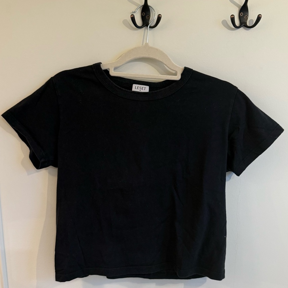 LESET Margot Black Tee, M